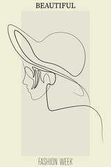 Surreal Faces Continuous line, drawing of set faces and hairstyle, fashion concept, woman beauty minimalist, vector illustration pretty sexy. Contemporary portrait