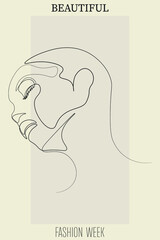 Surreal Faces Continuous line, drawing of set faces and hairstyle, fashion concept, woman beauty minimalist, vector illustration pretty sexy. Contemporary portrait