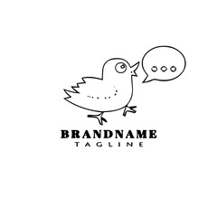 bird logo cartoon icon concept template black isolated vector illustration