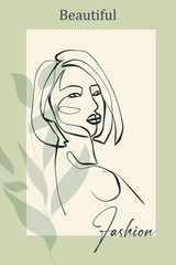 Surreal Faces Continuous line, drawing of set faces and hairstyle, fashion concept, woman beauty minimalist, vector illustration pretty sexy. Contemporary portrait