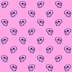 Hand Drawn Skull Seamless Pattern - Amazing vector pattern of a cute skull suitable for background, fabric pattern, design asset, halloween, wrapping paper, wallpaper and illustration in general