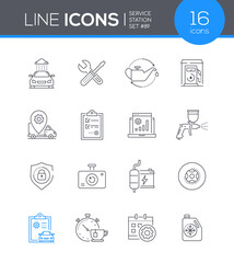 Service station - modern line design style icon set