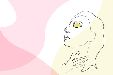 Surreal Faces Continuous line, drawing of set faces and hairstyle, fashion concept, woman beauty minimalist, vector illustration pretty sexy. Contemporary portrait