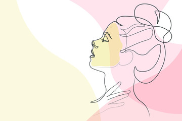 Surreal Faces Continuous line, drawing of set faces and hairstyle, fashion concept, woman beauty minimalist, vector illustration pretty sexy. Contemporary portrait