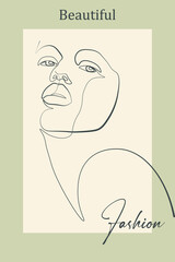 Surreal Faces Continuous line, drawing of set faces and hairstyle, fashion concept, woman beauty minimalist, vector illustration pretty sexy. Contemporary portrait