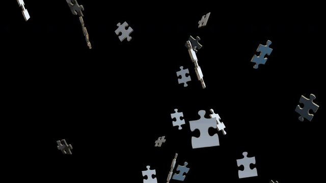 puzzle piece spreading loop animation