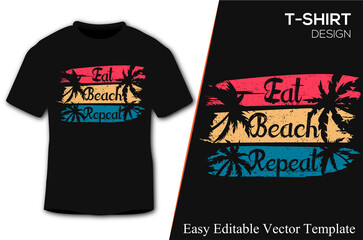 Beach T-Shirt Design, Eat, Beach, Repeat