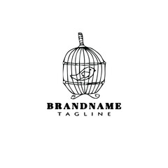 Fototapeta premium creative birdcage cartoon logo icon design template black isolated vector illustration