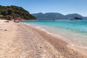 Fototapeta na wymiar Greek beach on a sunny summer day. Zakynthos island
