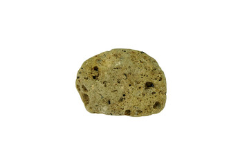 A pumice rock stone isolated on white background. Pumice is a light-colored, extremely porous...