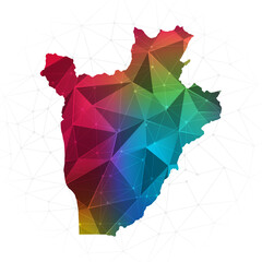 Burundi Map - Abstract polygon vector illustration low poly colorful style gradient graphic on white background
