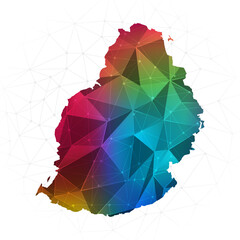 Mauritius Map - Abstract polygon vector illustration low poly colorful style gradient graphic on white background
