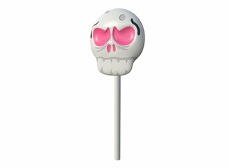 lollipop skull for halloween on a white background 3d-rendering