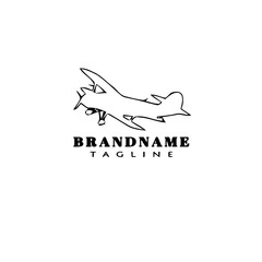 simple biplane logo cartoon icon design template black isolated vector illustration