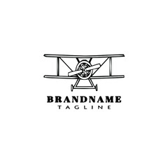 biplane logo cartoon icon design template black cute vector illustration