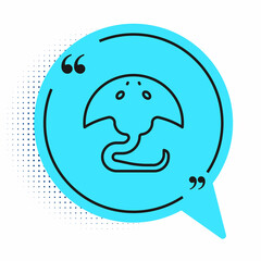 Black line Stingray icon isolated on white background. Blue speech bubble symbol. Vector