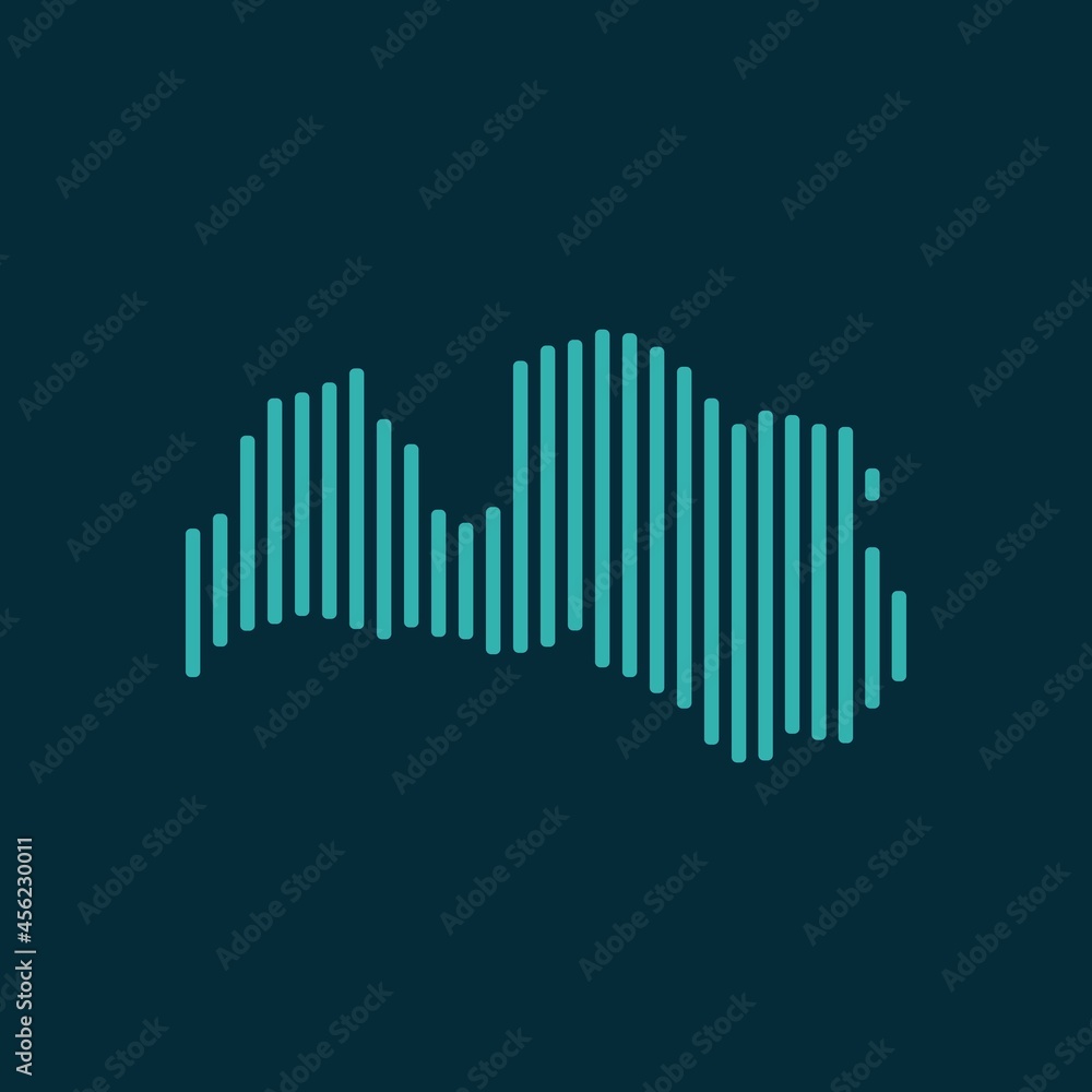 Wall mural vector abstract map of latvia with blue straight rounded lines isolated on a indigo background.