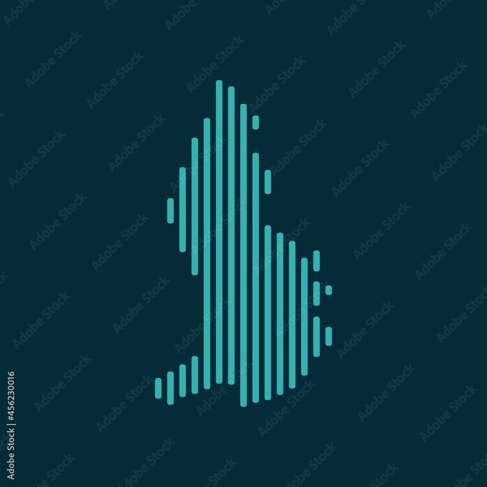 Wall mural vector abstract map of liechtenstein with blue straight rounded lines isolated on a indigo backgroun