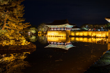 Korea temple at night