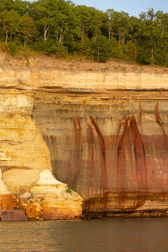 Beautiful cliffs of Pictured Rocks National Lakeshore viewed from the lake