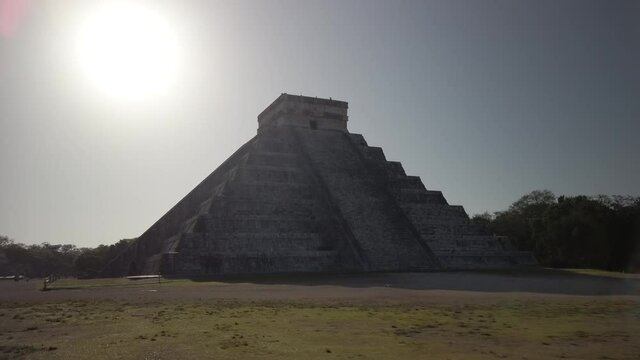 Chichen Itza pyramid ruins in historical park in Yucatan Mexico.
