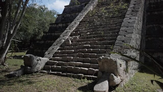 Mayan Serpent Sculpture ruin in Chichen Itza