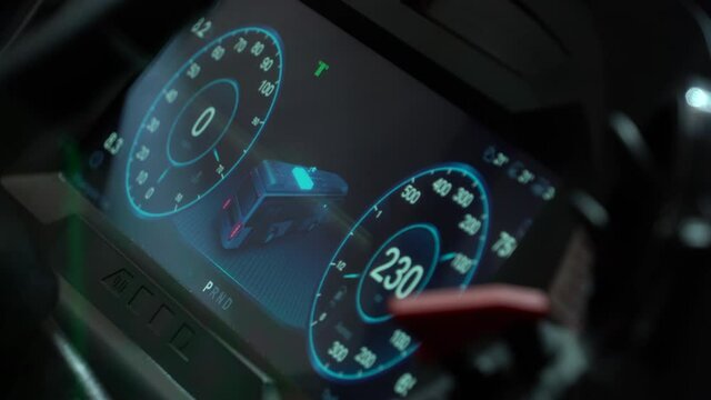 Hydrogen fuel cell electric bus dashboard with animation of engine operations