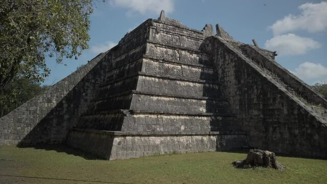 Chichen Itza pyramid ruins in historical park in Yucatan Mexico.