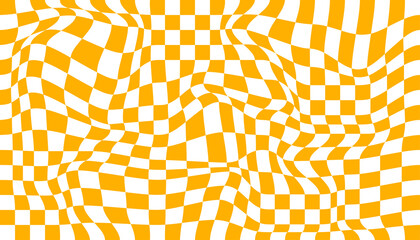 Checkered background with distorted squares. Abstract banner with distortion