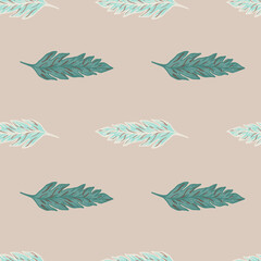 Minimalistic leaves seamless pattern onl ight pink background. Contemporary floral wallpaper.