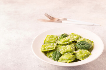 Ravioli with spinach and parmesan.