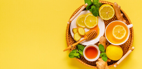 Green tea with lemon, ginger and honey.