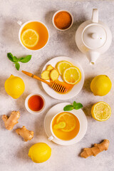 Green tea with lemon, ginger and honey.
