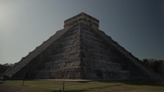 Chichen Itza pyramid ruins in historical park in Yucatan Mexico.