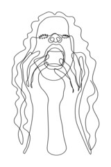 Continuous line, drawing of set faces and hairstyle, fashion concept, woman beauty minimalist, vector illustration for t-shirt, slogan design print graphics style