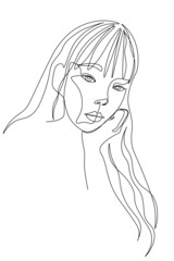 Surreal Faces Continuous line, drawing of set faces and hairstyle, fashion concept, woman beauty minimalist, vector illustration pretty sexy. Contemporary portrait