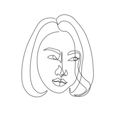 Surreal Faces Continuous line, drawing of set faces and hairstyle, fashion concept, woman beauty minimalist, vector illustration pretty sexy. Contemporary portrait