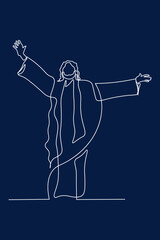 Continuous line drawing of Jesus Christ vector illustration Bible words