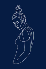 Surreal Faces Continuous line, drawing of set faces and hairstyle, fashion concept, woman beauty minimalist, vector illustration pretty sexy. Contemporary portrait