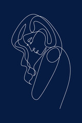Surreal Faces Continuous line, drawing of set faces and hairstyle, fashion concept, woman beauty minimalist, vector illustration pretty sexy. Contemporary portrait