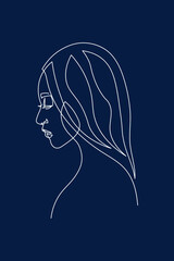 Surreal Faces Continuous line, drawing of set faces and hairstyle, fashion concept, woman beauty minimalist, vector illustration pretty sexy. Contemporary portrait