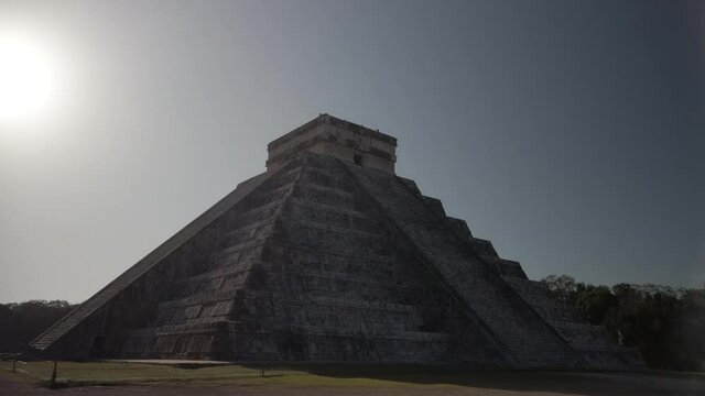 Chichen Itza pyramid ruins in historical park in Yucatan Mexico.