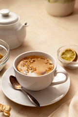 Cup of tea. Warm delicious cup of refreshing herbal tea.