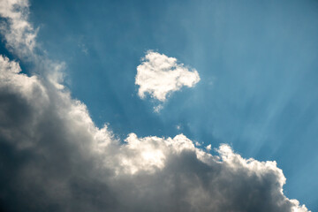 cloud with sun rays. with a place for credits.