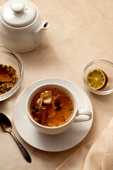 Cup of tea. Warm delicious cup of refreshing herbal tea.