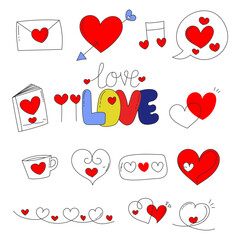 Continuous line drawing Hand drawn heart Valentines card