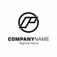 Geometric Letter P with Circle outside of Initial P logo design