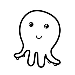 Cute Octopus Underwater Inhabitant of the Sea and Ocean Vector Illustration