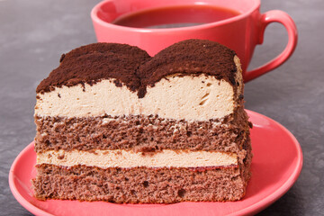 Tasty tiramisu cake and black coffee for different occasions. Delicious dessert