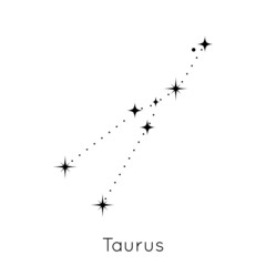 Zodiac constellation sign Taurus. Celestial Astrological Horoscope symbol on white background. Vector Illustration